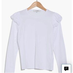 NWT Joie Women’s White Lace Accent Long Sleeve Top L
